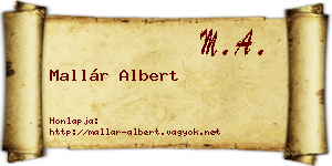 Mallár Albert névjegykártya