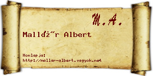 Mallár Albert névjegykártya